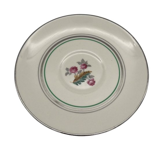 4 Pope Gosser Saucers 6" Pattern 1219 Floral Design Vintage - Picture 6 of 8